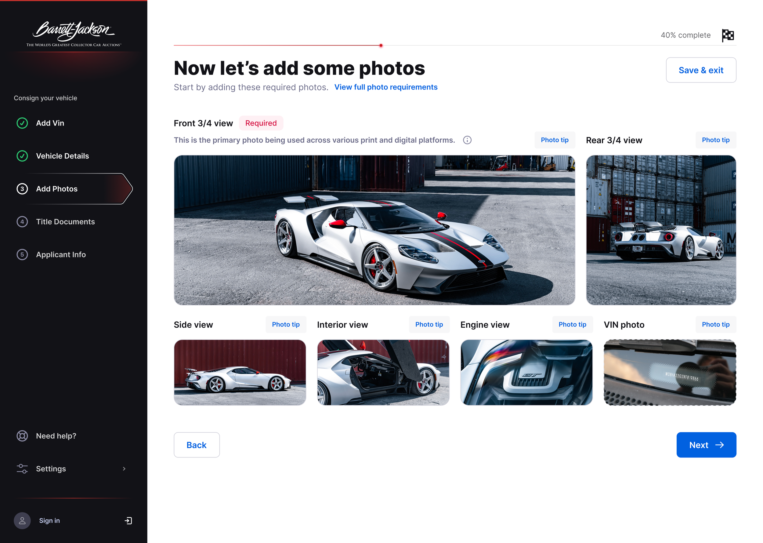 Consignor flow screen 5 - Add Photos